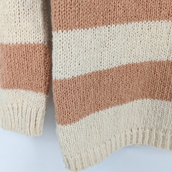 J Crew Mixed Stripe Pullover Knit Sweater Cotton Linen Nylon Blend Peach/Ivory S - Picture 8 of 11